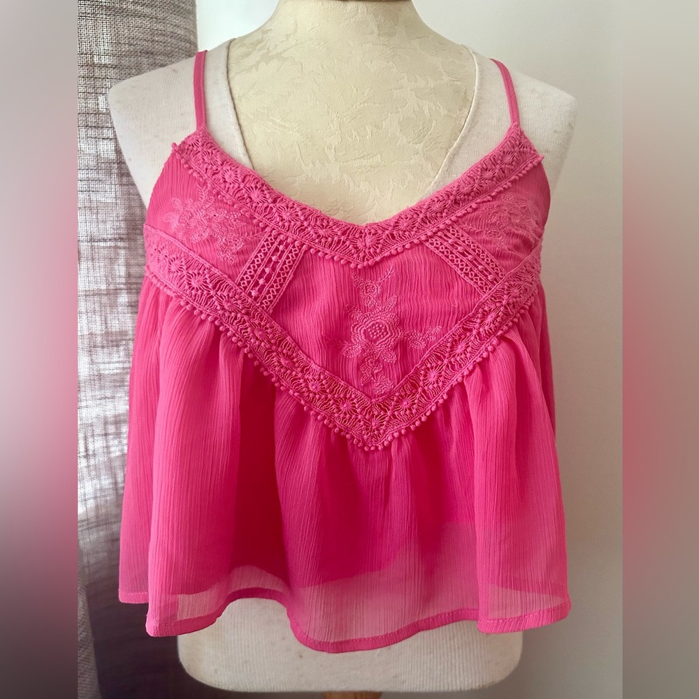 Francesca’s Pink Flowy Top S